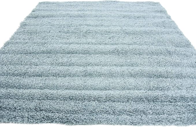 Unique Loom Solid Shag Collection Area Rug (8' Square, Light Slate Blue)