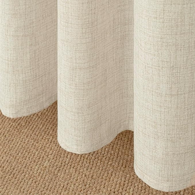 YoungsTex 108 Inches Long Linen Curtains 2 Panels Set, Floor Length Drapes with Bronze Grommet Textured Privacy Rustic for Bedroom Living Room Light Filtering, 52 x 108 Inch