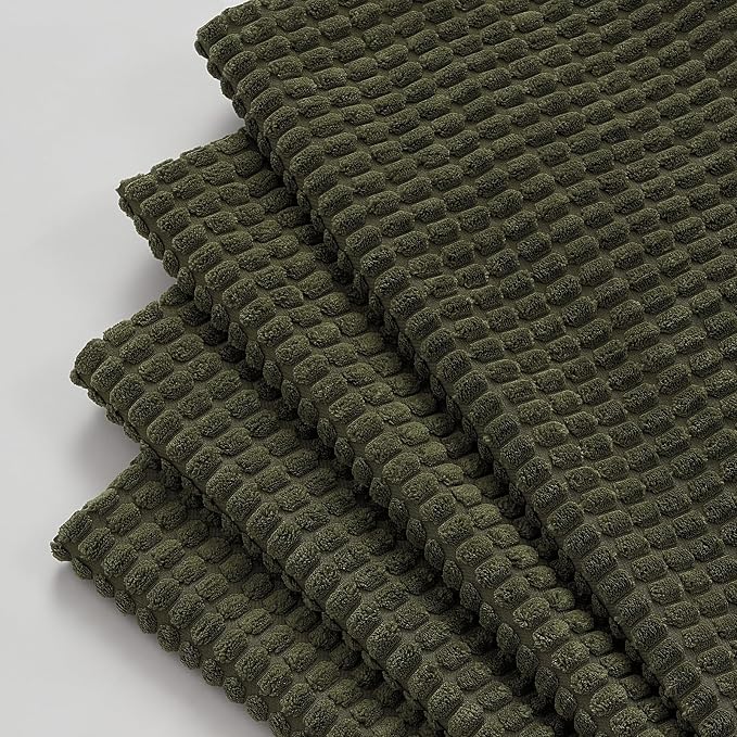 Topfinel 4 Packs OliveGreen Decorative Throw Pillow Covers 18x18 Inch for Living Room Couch Bed Sofa, Boho Western Farmhouse Home Decor, Square Soft Moss Corduroy Fall Cushion Case 45x45 cm