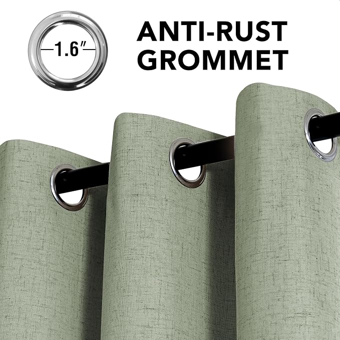 H.VERSAILTEX Linen Curtains 100% Blackout Curtains for Bedroom 63 inch Long Full Light Blocking Nature Linen Blended Window Curtains for Living Room Nickel Grommet (2 Panels, Heathered Tea)