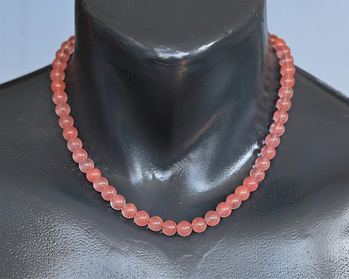 Natural Gemstone Beaded Choker Necklace | 8mm Handmade Adjustable Jewelry for Men & Women | Chakra Balancing Crystal Necklace | Spiritual Gift | Macrame Cord with Extender