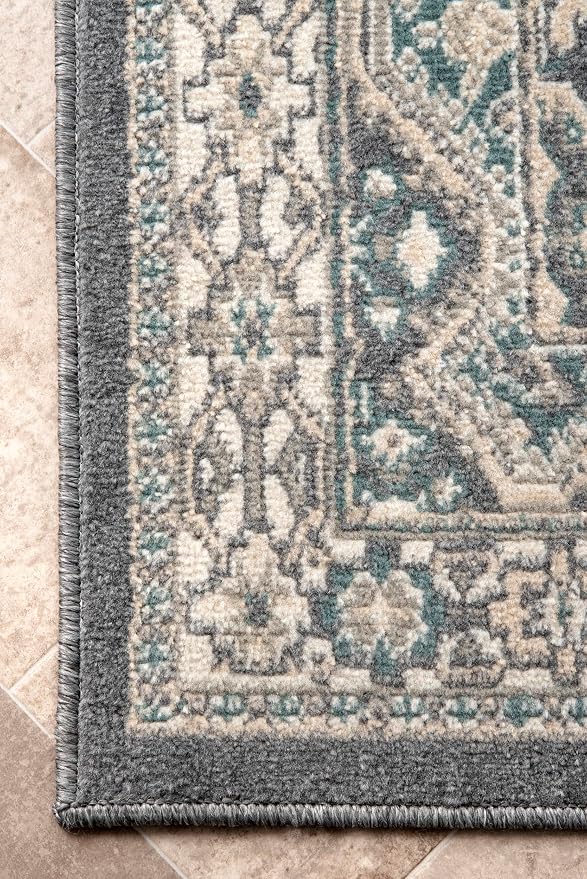 nuLOOM 5x8 Becca Traditional Tiled Area Rug, Charcoal, Faded Transitional Design, Stain Resistant, For Bedroom, Dining Room, Living Room, Hallway, Office, Kitchen, Entryway