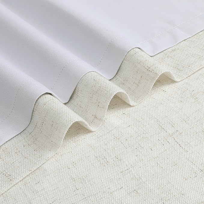 WEST LAKE Extra Long 9 ft Bailey Linen Pinch Pleat Full Blackout Curtains | 108 Inches Length Natural Pinch Pleated Panels with Back Tabs,Rustic Window Treatment Bedroom Living Room,40"Wx108"Lx2