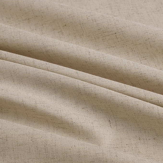 Aersas Eggshell Beige Linen Curtains 112 Inches Long for Living Room Pinch Pleated Drape Hooks Rings Back Tab Semi Sheer Light Filtering Curtain for Bedroom Sliding Patio Door 2 Panels 40x112