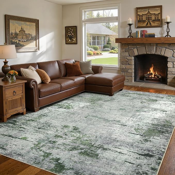 DMOYEST Area Rug Living Room Rugs - 9x12 Large Soft Indoor Neutral Modern Abstract Low Pile Washable Rug Carpet for Bedroom Dining Room Farmhouse Home Office -