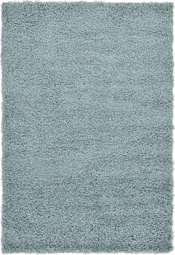 Unique Loom Solid Shag Collection Area Rug (4' 1" x 6' 1" Rectangle, Light Slate Blue)