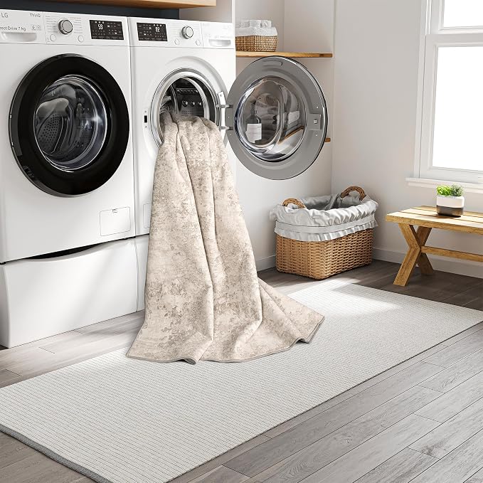 Art&Tuft Washable Rugs 4x6, Anti-Slip Backing Abstract 4x6 Rug, Stain Resistant Rugs for Living Room, Foldable Machine Washable Area Rug(4'x6', Beige)
