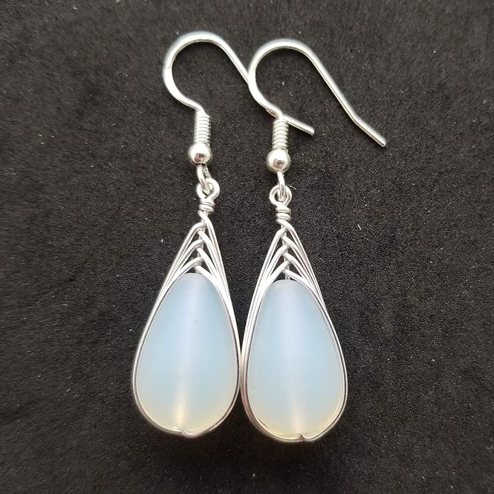 Handmade Sea Glass Earrings, Hawaiian Jewelry, Wire Braided Earrings Teardrop Earrings, Beach Jewelry Sea Glass Jewelry For Women Birthday Gift
