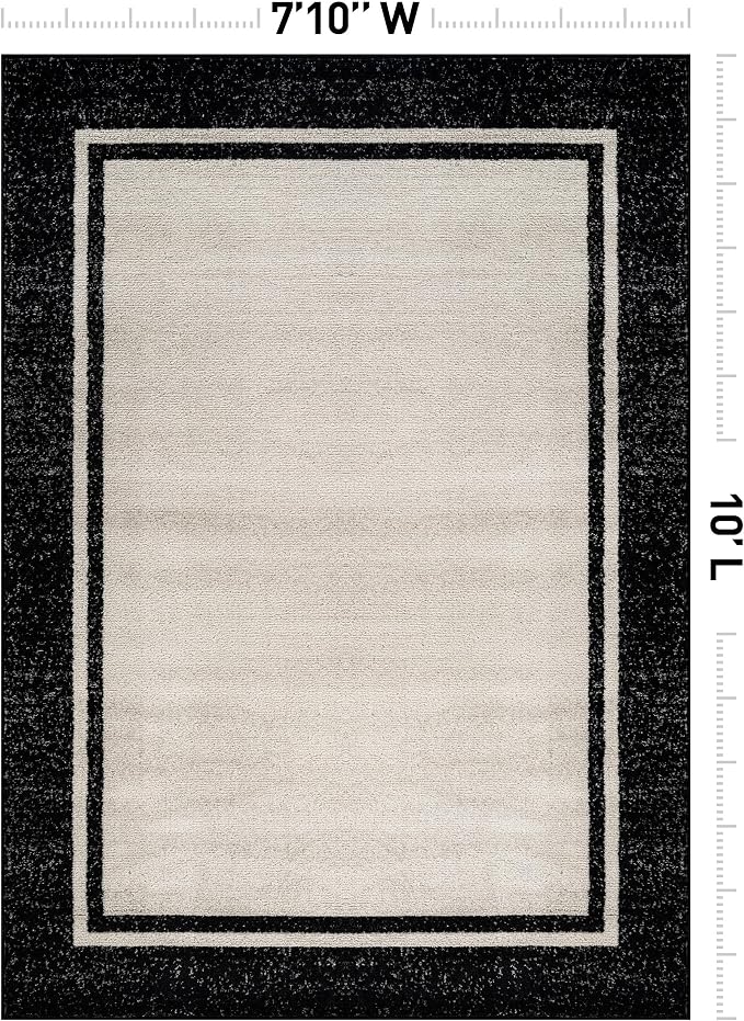 Rugshop Modern Transitional Bordered Area Rug Low Pile Cream 7' 10" x 10'
