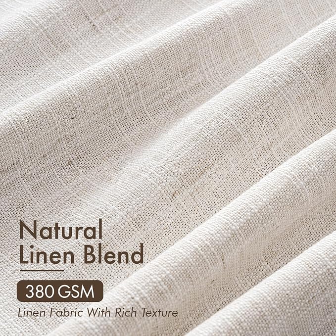 MIULEE 4 Panels Set Pinch Pleated Linen Curtains 92 Inches Long for Living Room Bedroom, Thick Linen Textured Memory Trained Pleat Drapes Back Tab Light Filtering Natural Window Curtains with Hooks