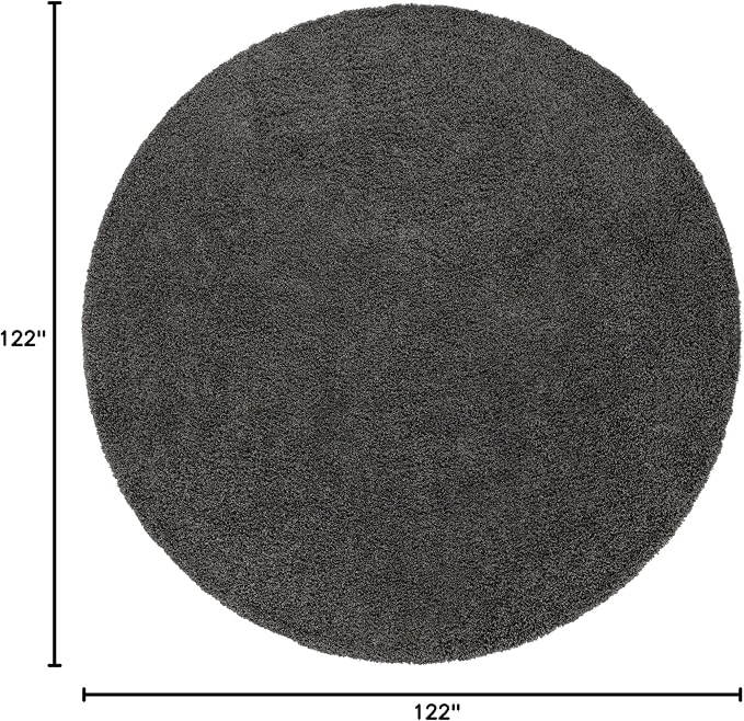 Unique Loom Solid Shag Collection Area Rug (10' 2" Round, Graphite Gray)