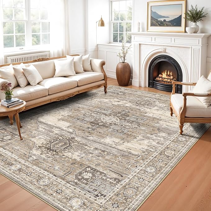 RUUGME 5x8 Washable Area Rug - Apartment Rug for Small Living Room/Bedroom/Dining Room -Stain Resistant Easy Clean Wahsable Soft Touch -Perfect for Apartments & Small Spaces 5x8 Beige