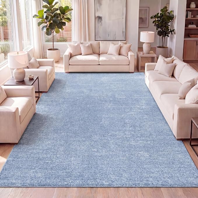 JONATHAN Y Haze Solid Low-Pile Classic Blue Indoor Area Rug 3x5, Coastal,Bohemian,Minimalist,Classic, Easy-Cleaning for Living Room,Bedroom,Kitchen,Pet Friendly,Non-Shedding (SEU100F-3)