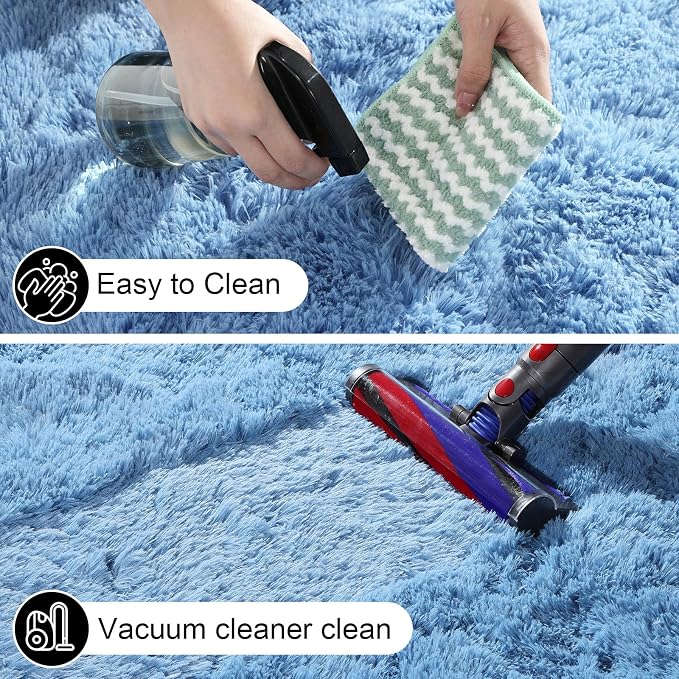5x7 Area Rugs for Living Room, Large Fluffy Blue Rugs for Bedroom, Fuzzy Shag Soft Non-Slip Carpet for Kids Girls and Boys Nursery Dorm Indoor Room Home Decor (5ft X 7ft)