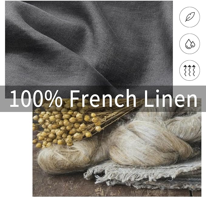 ATLINIA 100% Linen Pillowcases Set of 2, King Size 20" x 36" Pillow Case, Linen Pillow Sham Dark Grey