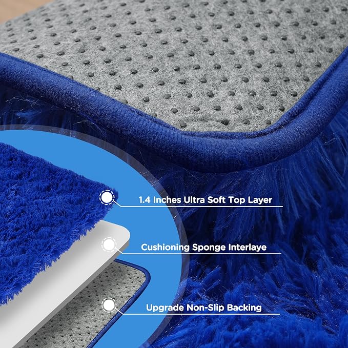 6x9 Blue Fluffy Shag Area Rugs for Living Room Bedroom Boys Kids | Ultra Soft Comfy, Large Fuzzy Shaggy Plush Carpet for Nursery Girls Teen Dorm, Modern Indoor Home Decor, Upgrade Non-Slip