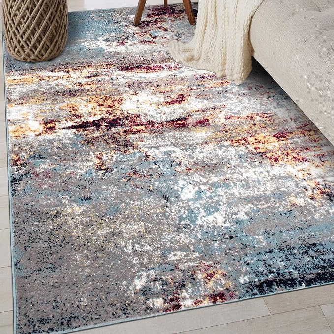 Rugshop Watercolor Distressed Modern Bohemian Area Rug Multi 3'3" x 5'
