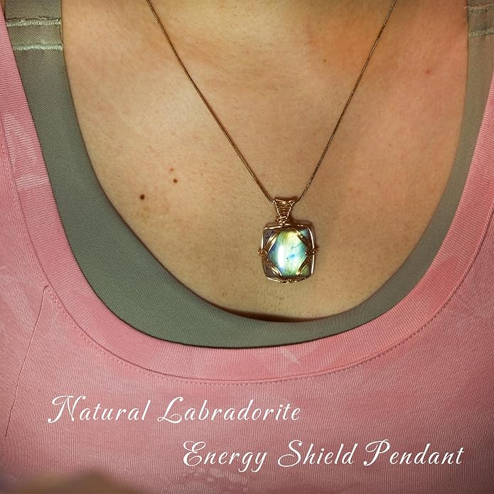 Natural Faceted Labradorite Pendant Necklace – Unique Stone of Magic & Transformation, Iridescent Flash Gemstone Jewelry, Handmade Healing Crystal Gift for Women, Birthday, Anniversary, Spiritual Awakening & Intuition