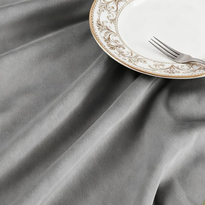 HOMEIDEAS 100% Blackout Silver Grey Velvet Curtains, Thermal Insulated Luxury Velvet Drapes for Bedroom, Living Room, Modern Farmhouse Decor, 52 x 108 Inch, 2 Panels