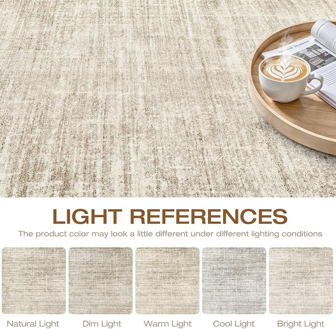 6x9 Area Rugs Living Room: Washable Large Neutral Beige Rug Abstract Soft Modern Stain Resistant Indoor Floor Non-Slip Carpet for Bedroom Nursery Kids Office Playroom Dining Room Under Table Home