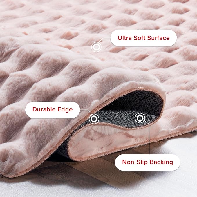 nuLOOM 3'9' x 6' Cozy Plush Area Rug, Machine Washable, Non-Slip, Soft Fluffy Shag Carpet for Living Room Bedroom Kids Room Nursery Home Decor, Jeni Blush