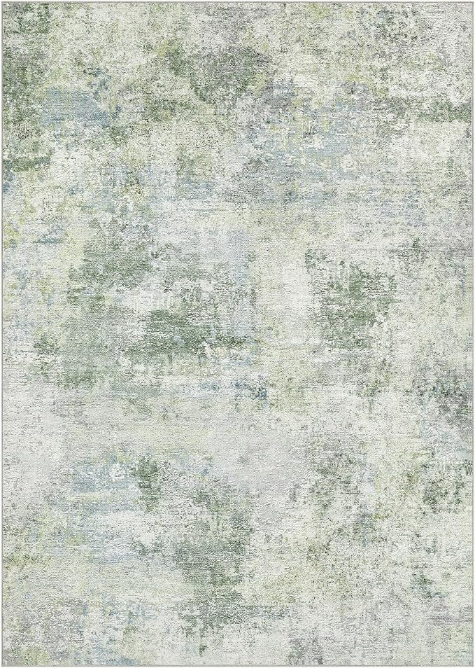 Tortania Area Rug Living Room Rugs - 5x8 Washable Large Soft Neutral Boho Moroccan Bohemian Farmhouse Rug Indoor Floor Carpet for Bedroom Under Dining Table Home Office Decor - Sage Green