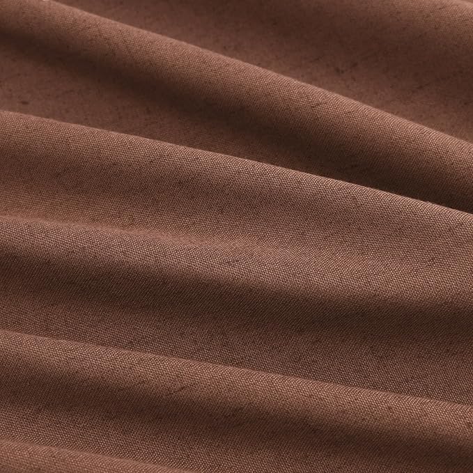 Aersas Rustic Brown Pinch Pleated Linen Curtains 72 Inch Length 2 Panels for Living Room Bedroom Semi Sheer Window Curtain Boho Neutral Back Tab Pinch Pleat Drape with Hooks 40x72