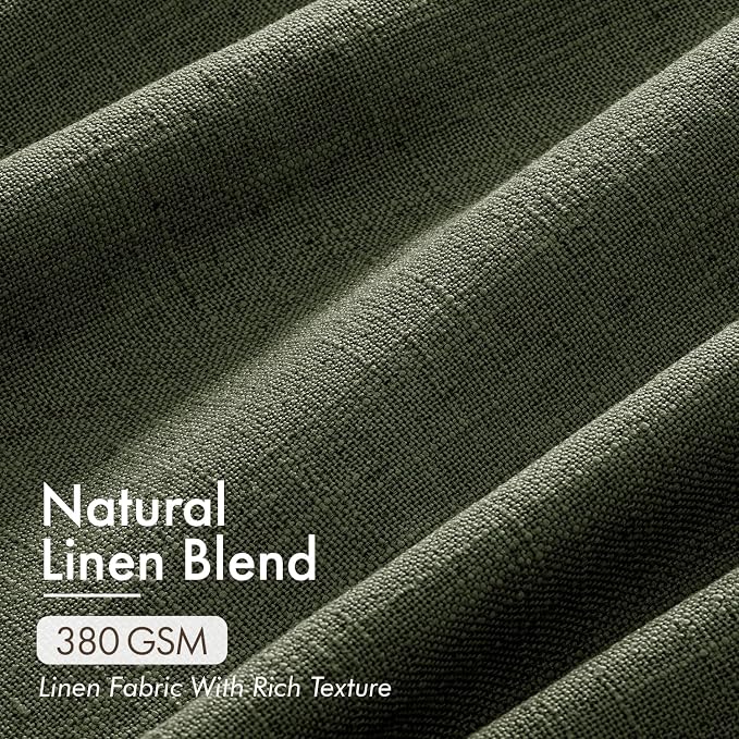 MIULEE 4 Panels Set Pinch Pleated Linen Curtains 102 Inches Long for Living Room Bedroom, Thick Linen Textured Drapes Pleat Back Tab Memory Trained Light Filtering Boho Olive Green Window Curtains