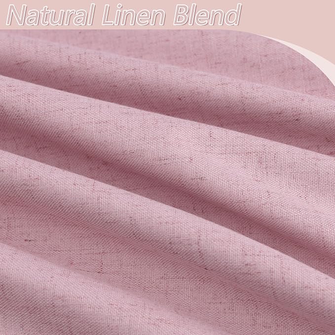 Guken 100% Blackout Curtains 120 Inch Length 2 Panels Set for Living Room Bedroom Back Tab Thermal Insulated Black Out Linen Drapes Room Darkening Rose,52x120