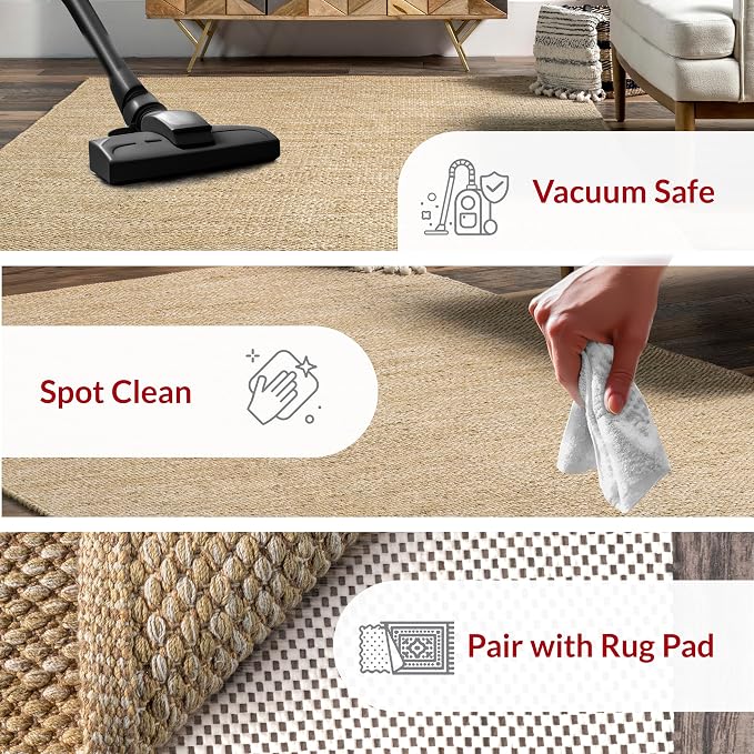 nuLOOM Alessi Tan Solid Hand Woven Area Rug, 6' x 9' | Nuloom Alessi Solid 6' x 9' Area Rug for Living Room Bedroom Dining Room, Tan
