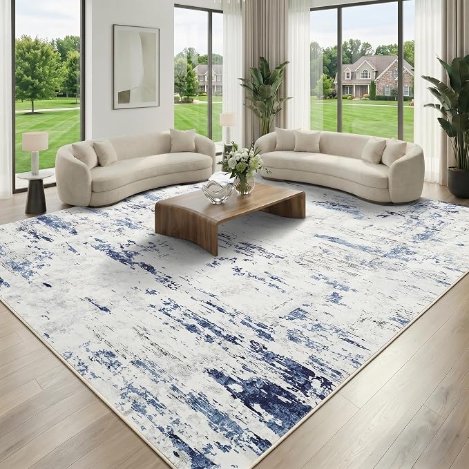 GarveeHome 6x9 Abstract Area Rug Neutral Washable Living Room Bedroom Rug | Soft Low Pile Non Slip Accent Rug for Living Room, Dining Room, Modern Neutral Indoor Carpet
