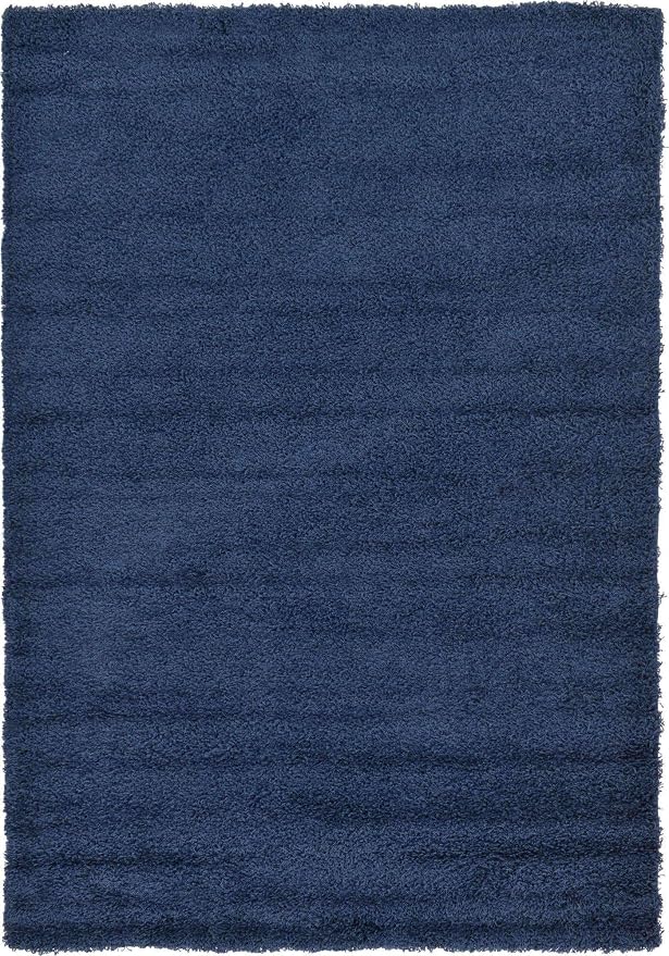 Unique Loom Solid Shag Collection Area Rug (6' 1" x 9' Rectangle, Sapphire Blue/ Navy Blue)