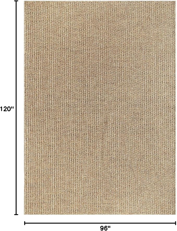 Luul Home Easy Jute Rugs 8x10 Natural Color Living Room Indoor Outdoor Area Rug for Patio Farmhouse and Kitchen Rug High Traffic Easy to Clean Washable Solid Boho Woven Design Outside Carpet (8 x 10)