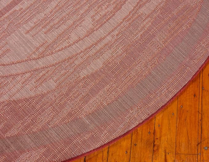 Unique Loom Autumn Collection Modern Contemporary Casual Abstract Area Rug (Terracotta/ Burgundy Border, 8 ft 0 x 8 ft 0 Round)
