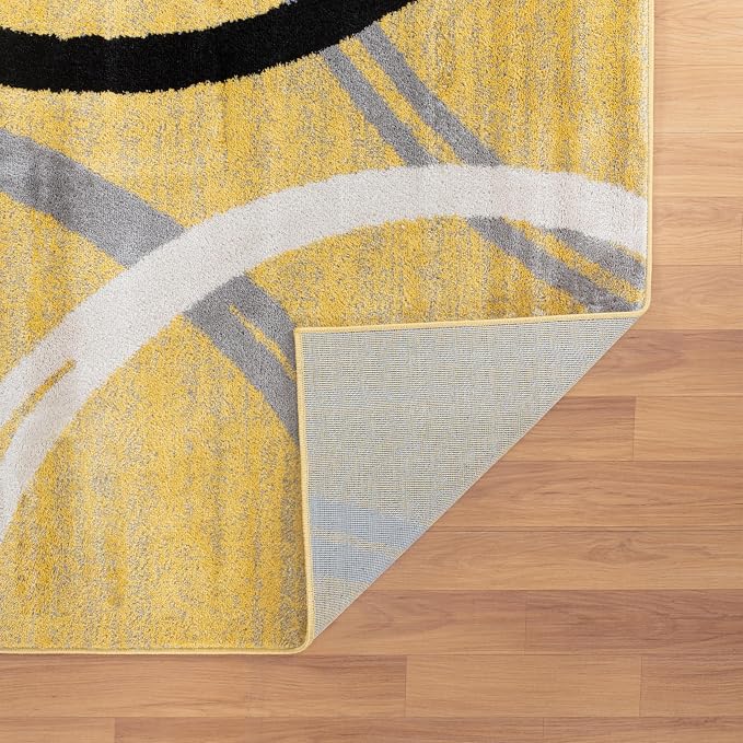 Rugshop Wavy Circles Jute Backing Accent Area Rug Yellow 2' x 3'