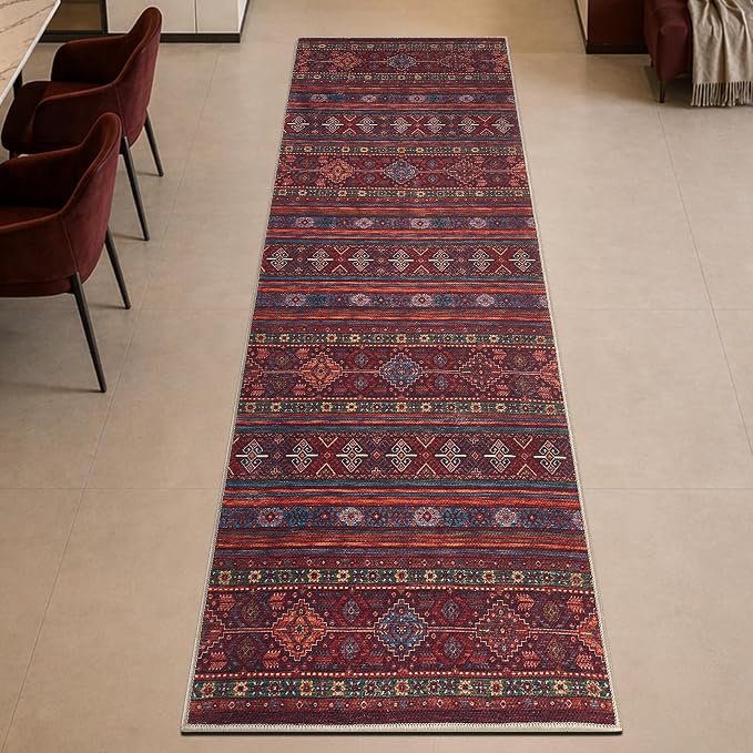 Keen Home Design 30"x144" Rug - Machine Washable Runner Rug with Non-Slip Backing, Ideal for Hallway, Entryway, Kitchen, Laundry Room - Vintage, Easy Clean, Durable, Low Pile - (2'6" x 12')