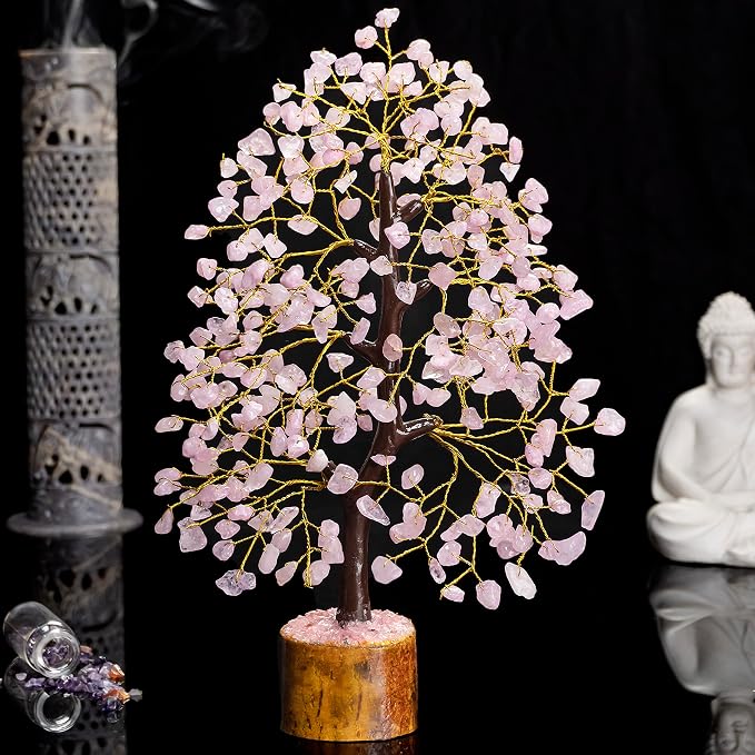 Crocon® Rose Quartz Crystals Tree, Birthday Gifts for Women & Men, Pink Home Decor for Shelf, Healing Crystals Spiritual Gift, House Warming Gift New Home, Birthday Gifts - Mom, Sister & Wife