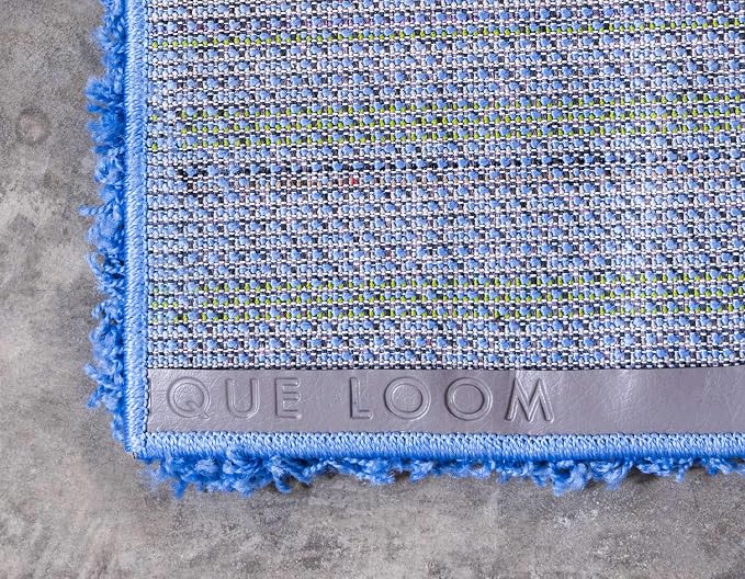 Unique Loom Solid Shag Collection Area Rug (7' 1" x 10' Rectangle, Periwinkle Blue)