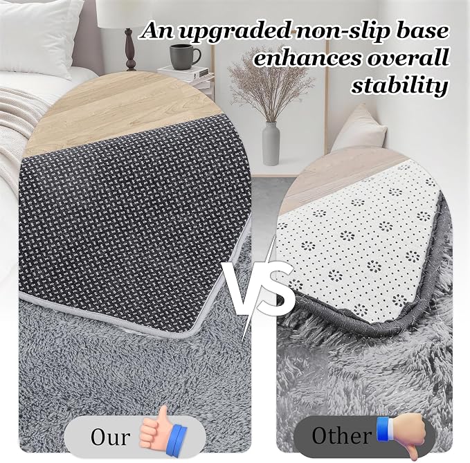 Fluffy 4x6 Area Rugs for Living Room Bedroom: Ultra Soft Shag Rug Non-Slip Non-Shedding Small Plush Bedside Rug Indoor Floor Carpets for Kids Room Playroom Entryway Nursery Dorms Home Decor Gray