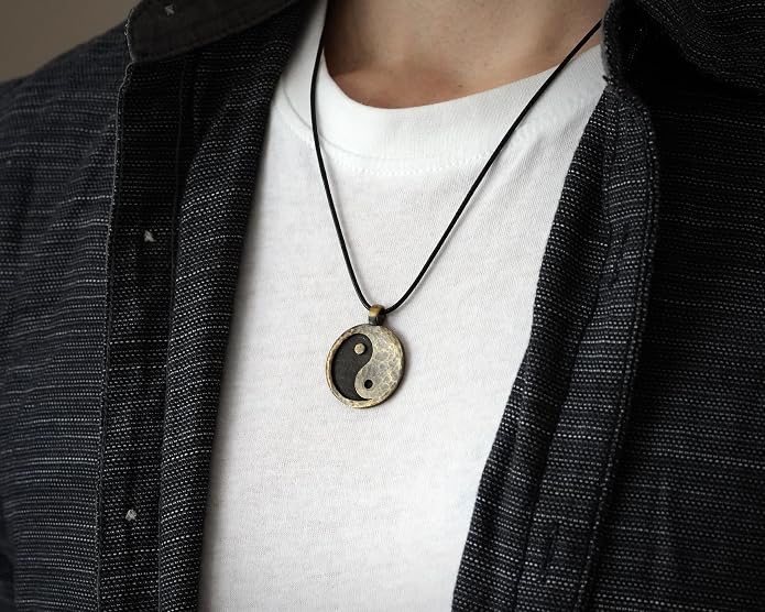Yin Yang Necklace For Men Ancient Looking High Quality Pendant Jewelry - Yin Yang Gifts - Viking Jewelry for Men