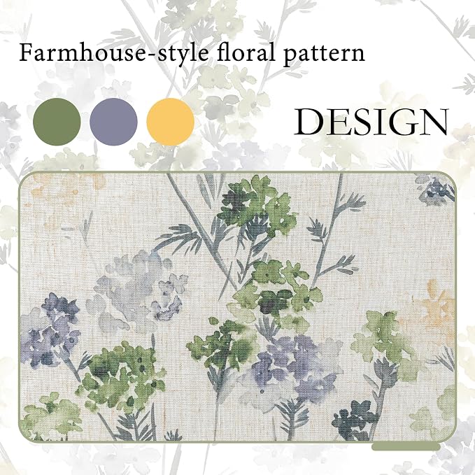MYSKY HOME Floral Linen Kitchen Tier Cafe Curtains 36 Inch Length 2 Panels Farmhouse Semi Sheer Privacy Small Window Treatments Rod Pocket for Bathroom Basement, Sage Green, 30" Each Panel