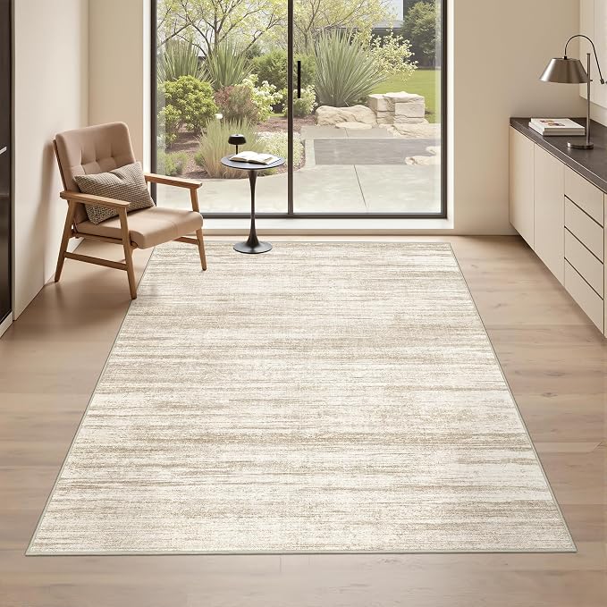 3x5 Rug for Entryway,Washable Area Rug,Brown | Small Rug for Kitchen,Hallway,Bedroom,Living Room,Dining Room,Thin,Soft, Neutral Rug,Stain Resistant Indoor Carpet,Non Slip