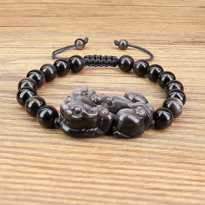 COAI Chinese Feng Shui Pixiu Piyao Stone Tiger Eye/Obsidian/Aventurine Bracelet