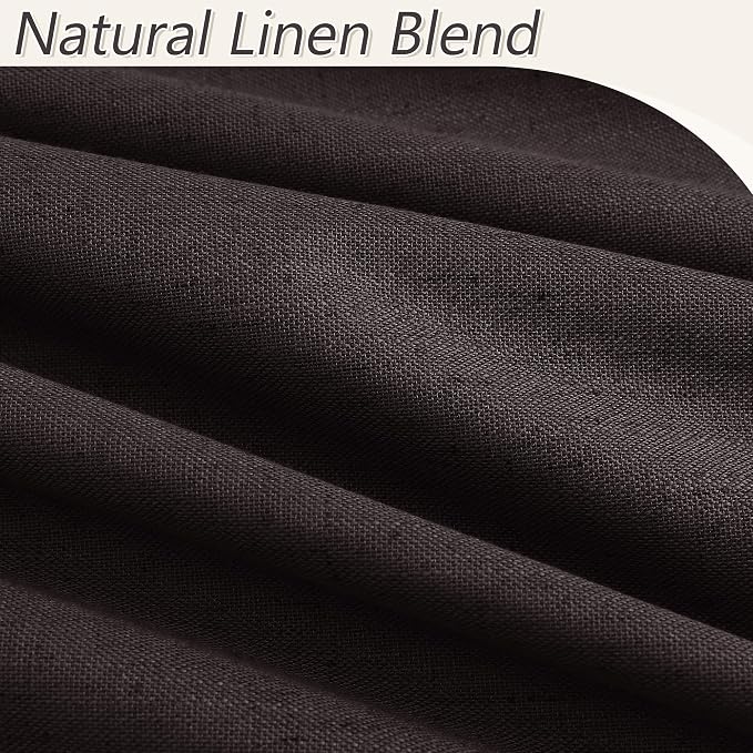 Guken 100% Blackout Curtains 90 Inch Length 2 Panels Set for Living Room Bedroom Back Tab Thermal Insulated Black Out Linen Drapes Room Darkening Cocoa Coffee,52x90