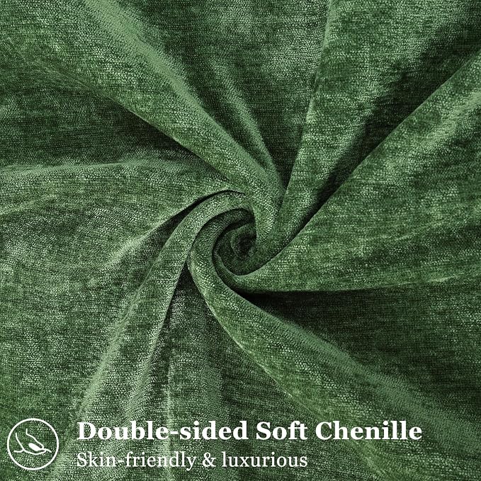 decorUhome Chenille Moss Green Velvet Throw Pillow Covers 20x20 Set of 2 | Fall Soft Couch Decorative Modern Farmhouse Pillow Cases with Elegant Design for Sofa Bed Living Room Home Decor