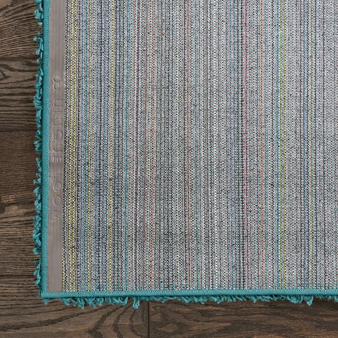 Unique Loom Solid Shag Collection Area Rug (4' 1" x 6' 1" Rectangle, Deep Aqua Blue)