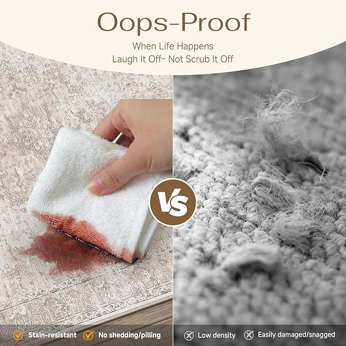 HUGEAR Beige Area Rugs 9x12 Washable Rug Indoor Carpet | Living Room Rug,Vintage Rug,Bedroom,Dining Room,Office,Farmhouse,Non-Shedding,Non Slip,Low Pile,Soft