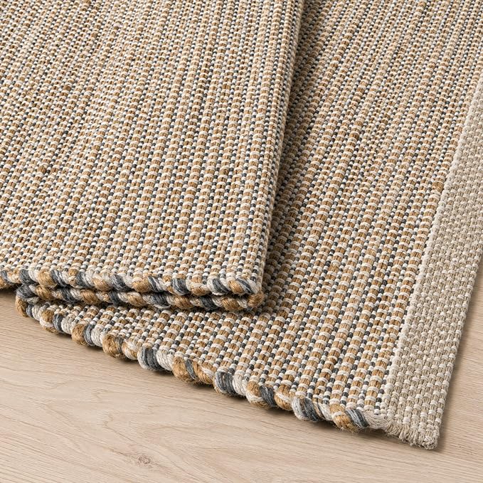 Chardin home 6x9 Jute Cotton Hand Woven Area Rug, Natural Jute Gray Charcoal Braided Boho Farmhouse Rug, Reversible Rustic Natural Fiber Carpet for Living Room Bedroom Dining Room