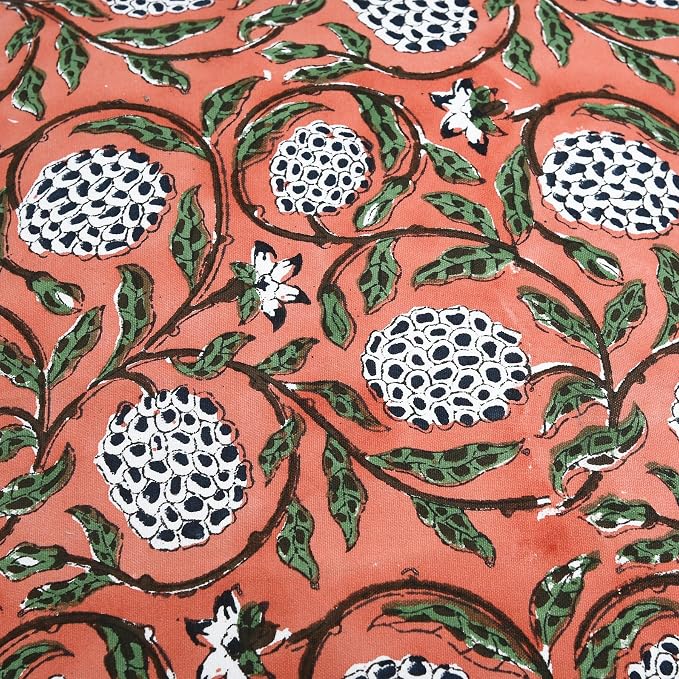 Ridhi Block Print Dark Salmon Pink Pillow Cover 24" x 24" (Pack of 2) Decorative Couch Pillows for Living Room, Chic Boho Cute Outdoor Pillows Covers Gifts for Spring, Easter and Valentine