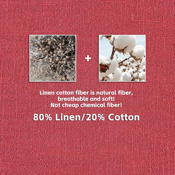 AmHoo Pack of 2 Linen Pillow Covers with Tassels Fringed Decorative Rustic Natural Throw Pillowcase Cushion for Couch Sofa Bedroom 20 x 20-Inch Jester Red